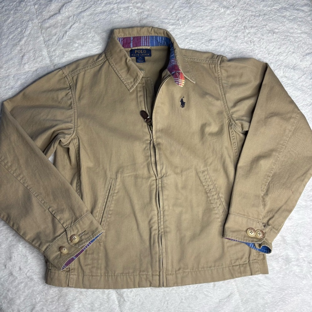 Polo by Ralph Lauren Boys Beige Lightweight zipper up Jacket size 10-12